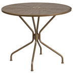 Ensemble table de patio ronde en acier de 3 pièces (35 pouces) avec chaises à dossier rond