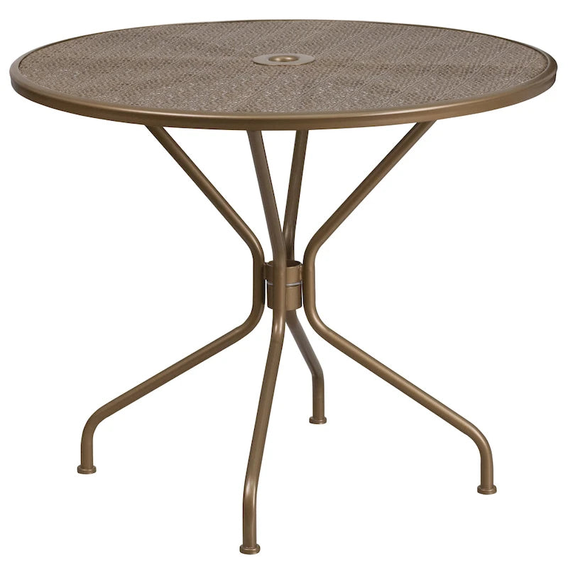 Ensemble table de patio ronde en acier de 3 pièces (35 pouces) avec chaises à dossier rond