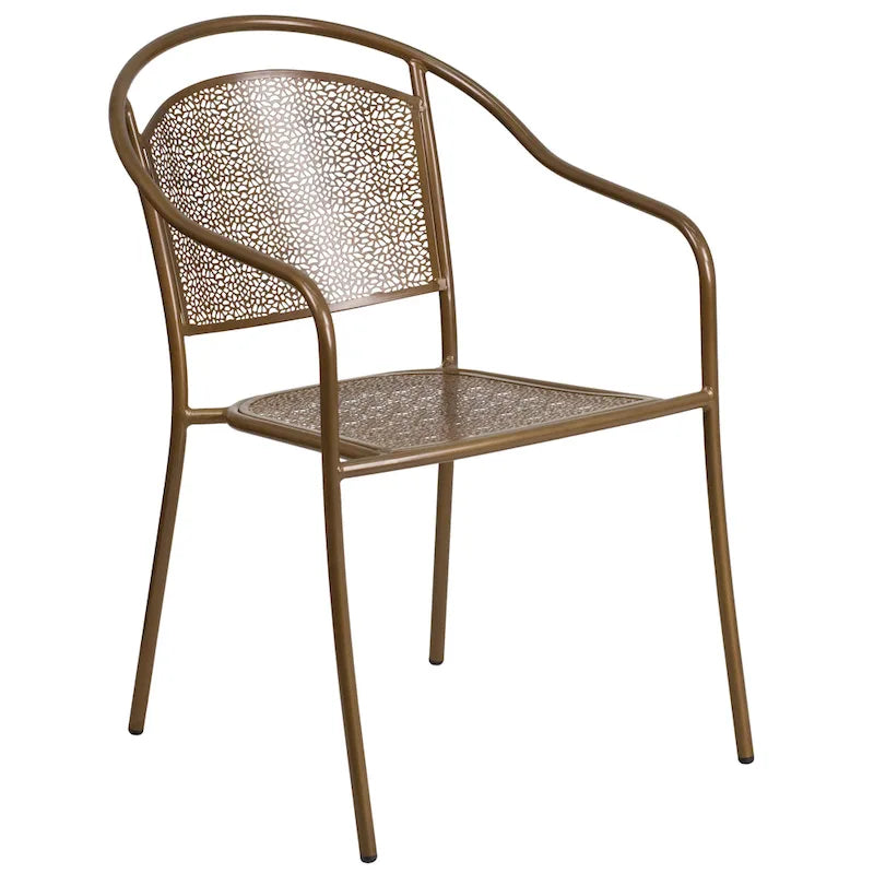 Ensemble table de patio ronde en acier de 3 pièces (35 pouces) avec chaises à dossier rond