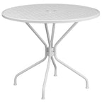 Ensemble table de patio ronde en acier de 3 pièces (35 pouces) avec chaises à dossier rond