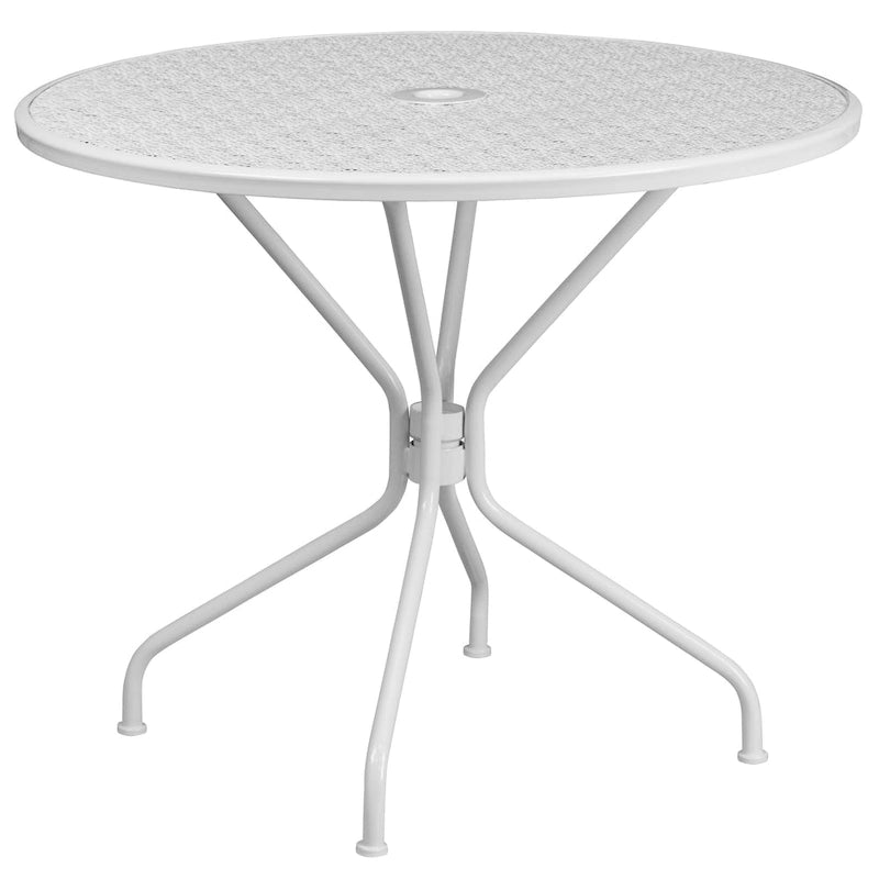 Ensemble table de patio ronde en acier de 3 pièces (35 pouces) avec chaises à dossier rond