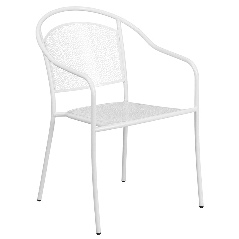 Ensemble table de patio ronde en acier de 3 pièces (35 pouces) avec chaises à dossier rond