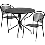 Ensemble table de patio ronde en acier de 3 pièces (35 pouces) avec chaises à dossier rond