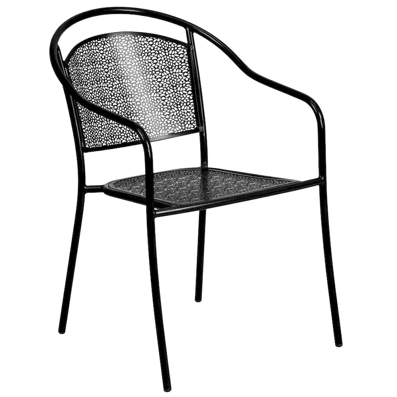 Ensemble table de patio ronde en acier de 3 pièces (35 pouces) avec chaises à dossier rond