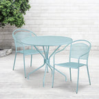 Ensemble table de patio ronde en acier de 3 pièces (35 pouces) avec chaises à dossier rond