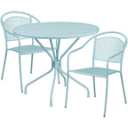 Ensemble table de patio ronde en acier de 3 pièces (35 pouces) avec chaises à dossier rond