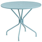 Ensemble table de patio ronde en acier de 3 pièces (35 pouces) avec chaises à dossier rond