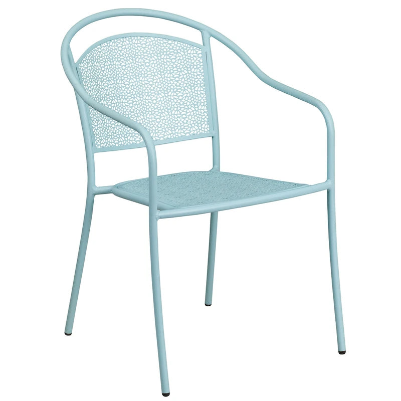 Ensemble table de patio ronde en acier de 3 pièces (35 pouces) avec chaises à dossier rond