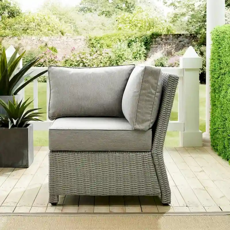 Fauteuil d'angle sectionnel en osier d'extérieur Bradenton