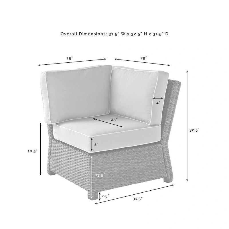 Fauteuil d'angle sectionnel en osier d'extérieur Bradenton