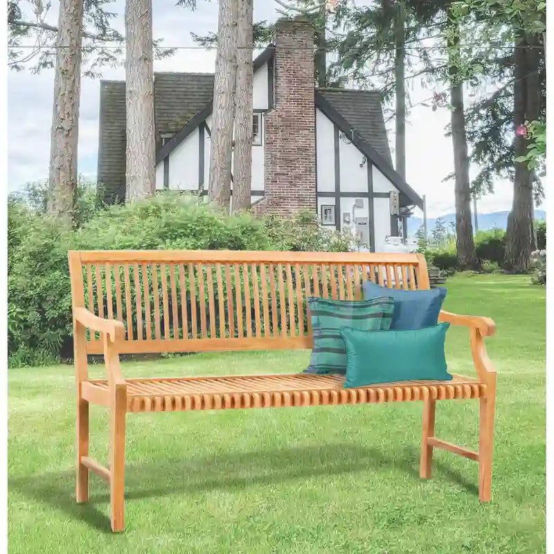 Banc de jardin et terrasse en bois de teck Chic Teak Castle avec accoudoirs, 1,5 m