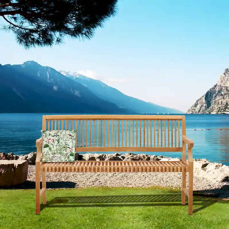 Banc de jardin et terrasse en bois de teck Chic Teak Castle avec accoudoirs, 1,5 m