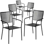 5 Pack Indoor-Outdoor Steel Patio Arm Chair with Square Back