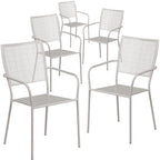 Lot de 5 chaises de patio en acier pour intérieur et extérieur avec dossier carré