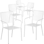 Lot de 5 chaises de patio en acier pour intérieur et extérieur avec dossier carré