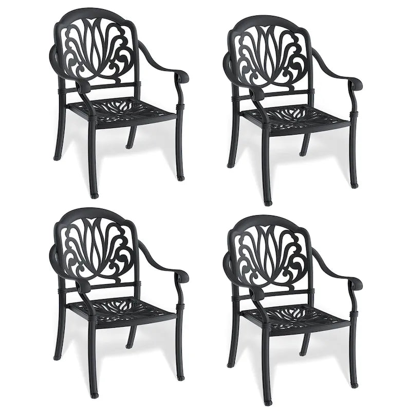 Stacking Patio Dining Armchair with Cushion In Random Colors (Set of 4)