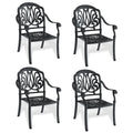 Stacking Patio Dining Armchair with Cushion In Random Colors (Set of 4)