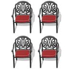 Fauteuil de salle à manger empilable pour patio avec coussin de couleurs aléatoires (ensemble de 4)