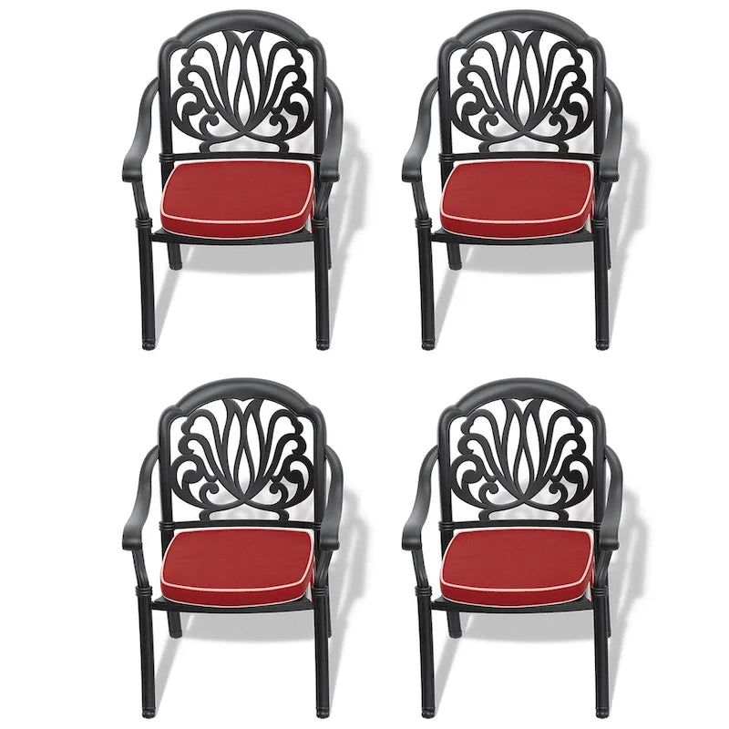 Fauteuil de salle à manger empilable pour patio avec coussin de couleurs aléatoires (ensemble de 4)