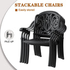 Fauteuil de salle à manger empilable pour patio avec coussin de couleurs aléatoires (ensemble de 4)