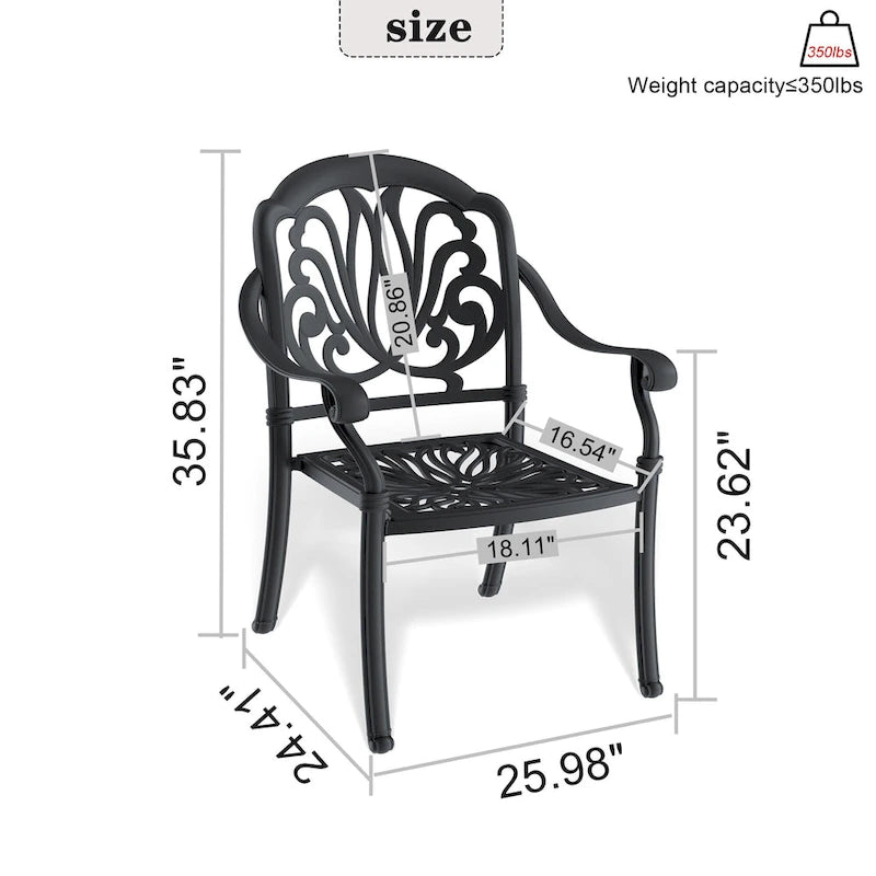 Fauteuil de salle à manger empilable pour patio avec coussin de couleurs aléatoires (ensemble de 4)