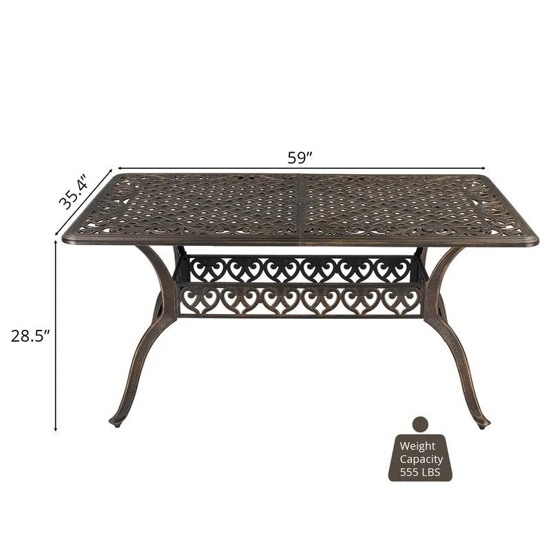 Table de salle à manger d'extérieur Patio 59 en aluminium moulé