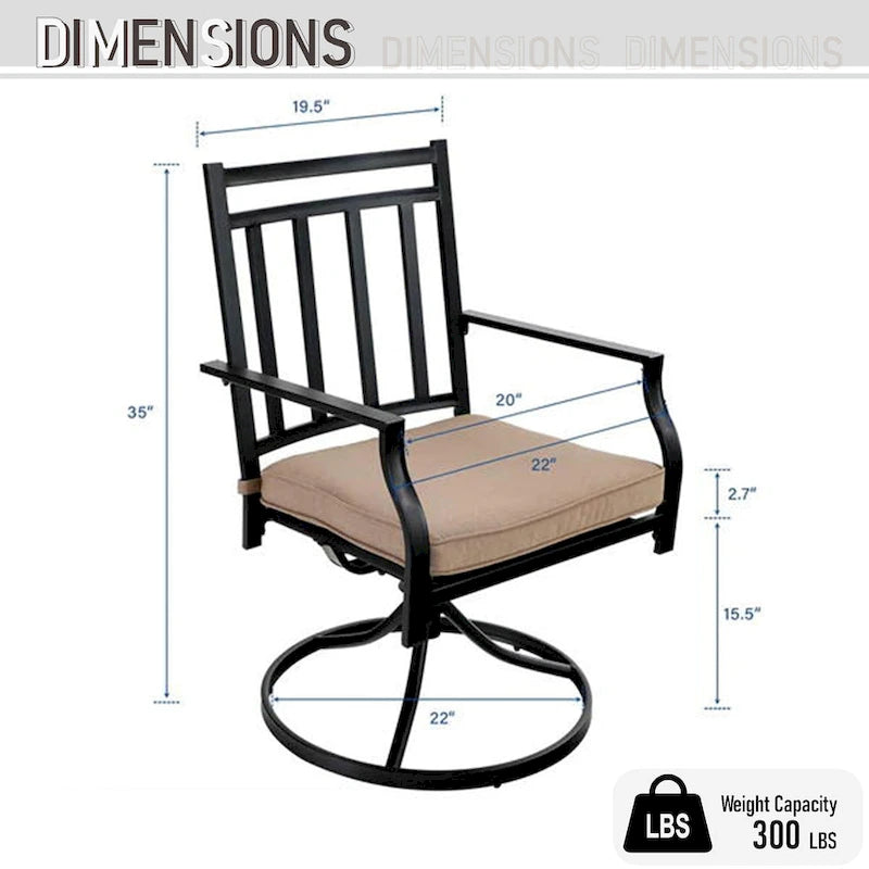 Ensemble de salle à manger d'extérieur MAISON ARTS 6 pièces comprenant 1 table rectangulaire couleur teck, 2 chaises pivotantes, 2 chaises empilables et 1 banc.