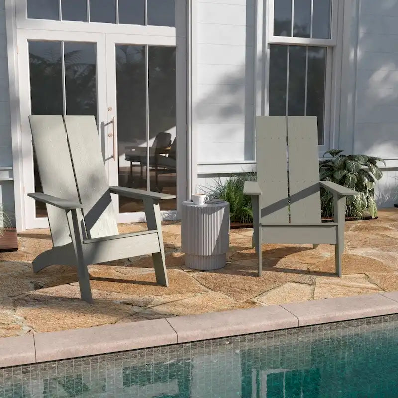 Chaises Adirondack modernes à double dossier à lattes, lot de 2