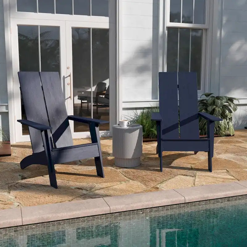 Chaises Adirondack modernes à double dossier à lattes, lot de 2