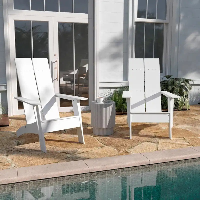 Chaises Adirondack modernes à double dossier à lattes, lot de 2