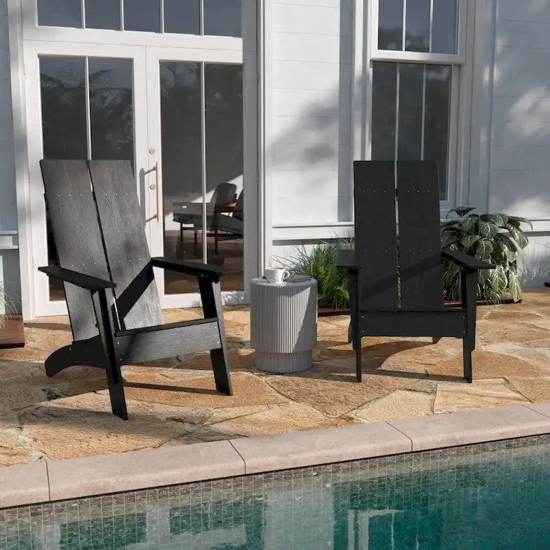 Chaises Adirondack modernes à double dossier à lattes, lot de 2