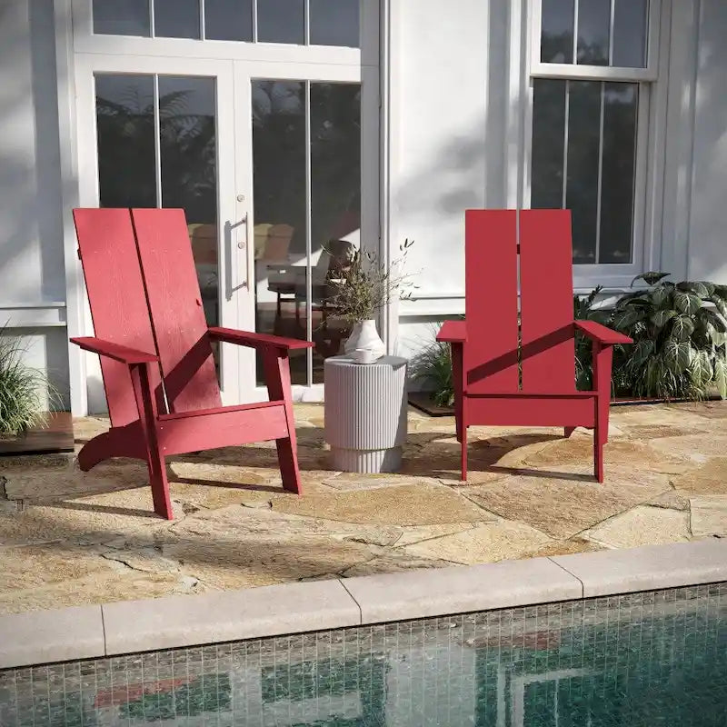 Chaises Adirondack modernes à double dossier à lattes, lot de 2