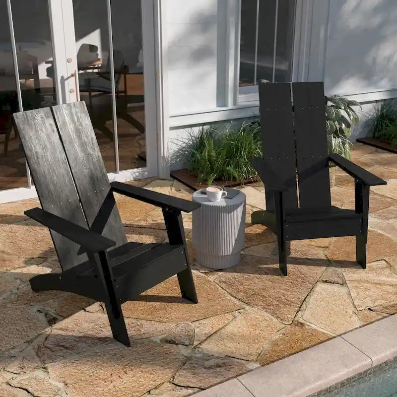 Chaises Adirondack modernes à double dossier à lattes, lot de 2