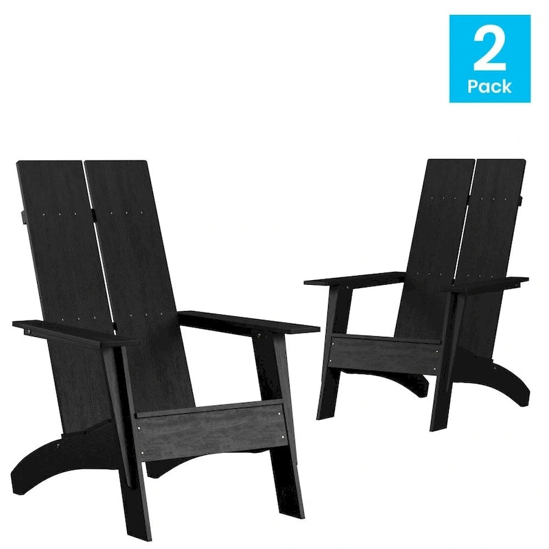 Chaises Adirondack modernes à double dossier à lattes, lot de 2
