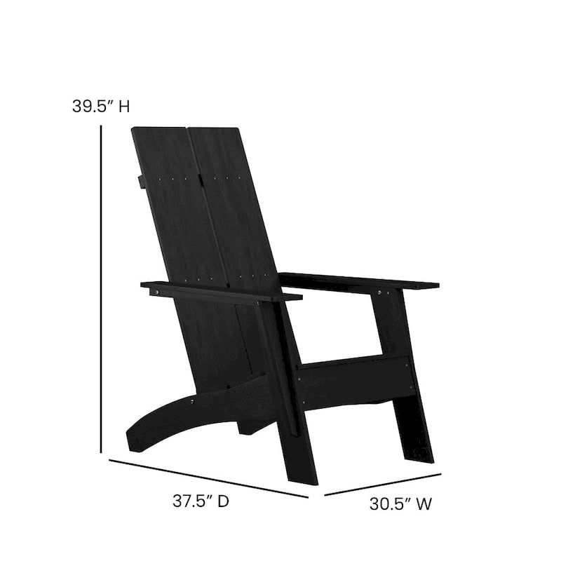 Chaises Adirondack modernes à double dossier à lattes, lot de 2
