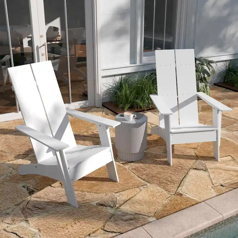 Chaises Adirondack modernes à double dossier à lattes, lot de 2