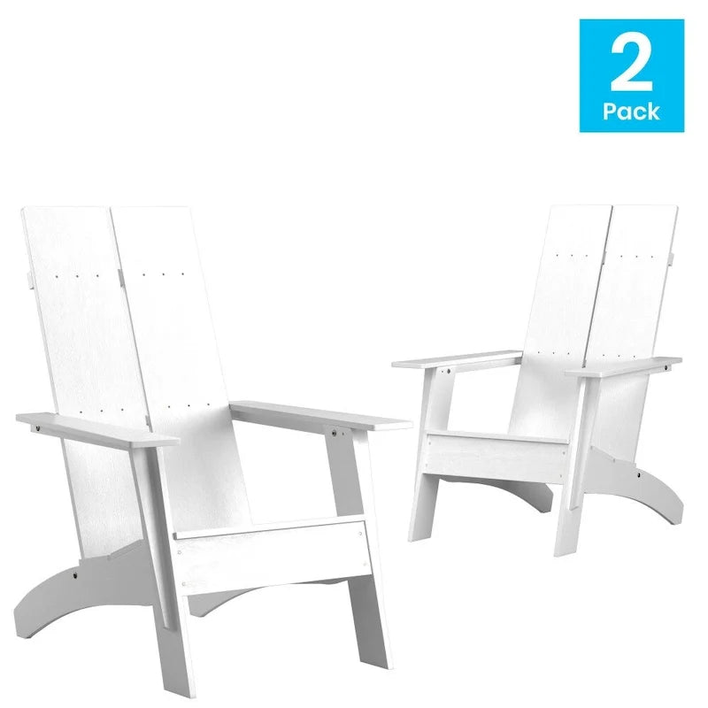 Chaises Adirondack modernes à double dossier à lattes, lot de 2