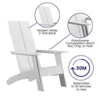 Chaises Adirondack modernes à double dossier à lattes, lot de 2