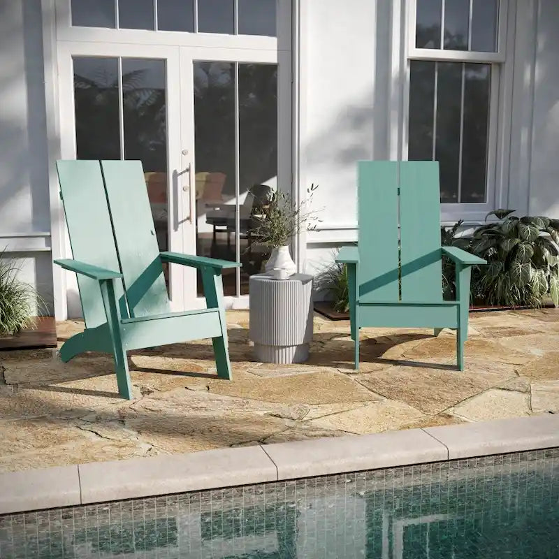 Chaises Adirondack modernes à double dossier à lattes, lot de 2