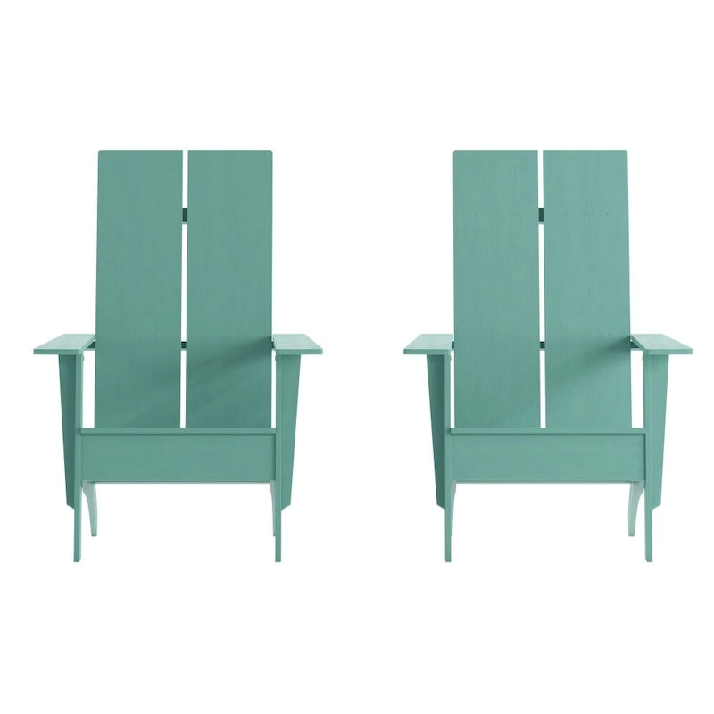 Chaises Adirondack modernes à double dossier à lattes, lot de 2