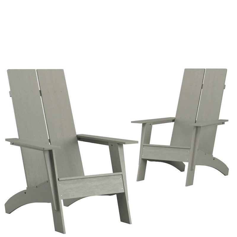 Chaises Adirondack modernes à double dossier à lattes, lot de 2