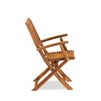 Ensemble de salle à manger bistro de patio East West Furniture - Table d'extérieur en bois d'acacia et chaises pliantes avec accoudoirs, finition huile naturelle (option de pièces)