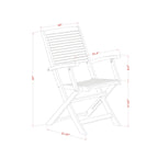 Ensemble de salle à manger bistro de patio East West Furniture - Table d'extérieur en bois d'acacia et chaises pliantes avec accoudoirs, finition huile naturelle (option de pièces)