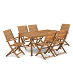 Ensemble de salle à manger bistro de patio East West Furniture - Table d'extérieur en bois d'acacia et chaises pliantes avec accoudoirs, finition huile naturelle (option de pièces)