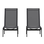 Ensemble de 2 chaises longues réglables en textilène résistant aux intempéries avec accoudoirs