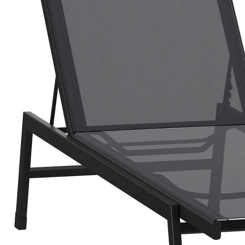 Ensemble de 2 chaises longues réglables en textilène résistant aux intempéries avec accoudoirs