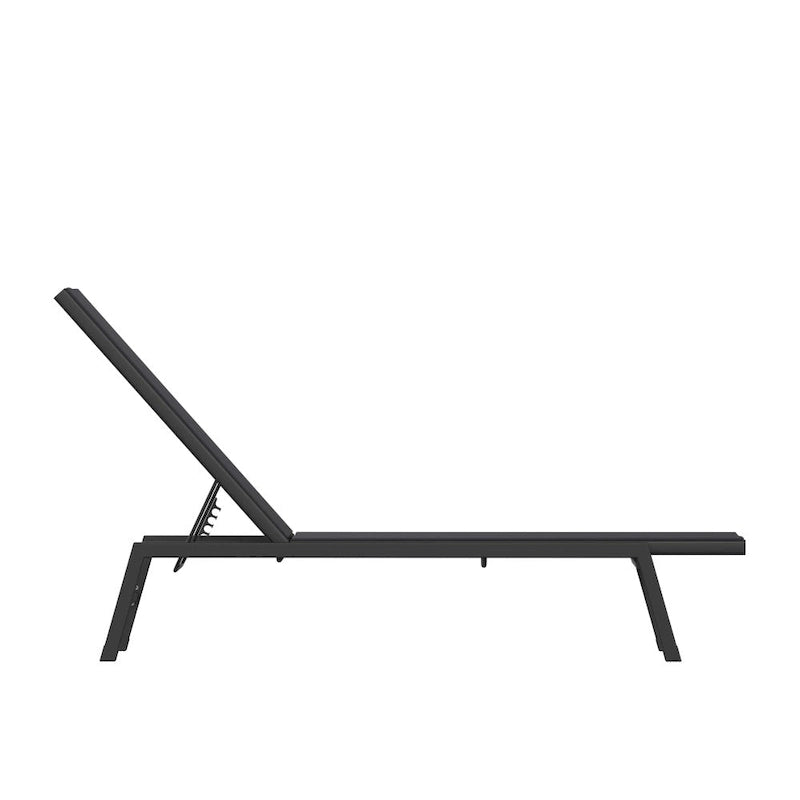 Ensemble de 2 chaises longues réglables en textilène résistant aux intempéries avec accoudoirs