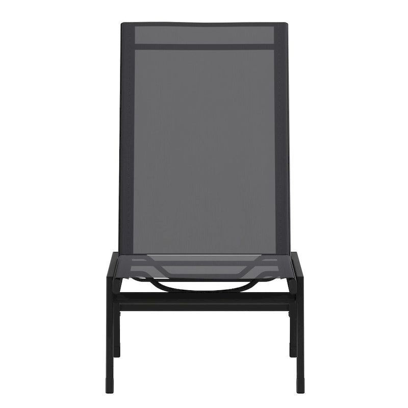 Ensemble de 2 chaises longues réglables en textilène résistant aux intempéries avec accoudoirs