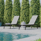 Ensemble de 2 chaises longues réglables en textilène résistant aux intempéries avec accoudoirs