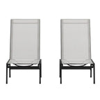Ensemble de 2 chaises longues réglables en textilène résistant aux intempéries avec accoudoirs
